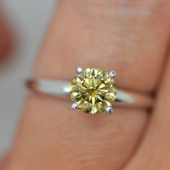 Solitaire Diamond Engagement Ring Champagne 1.10CT - Picture 2 of 5